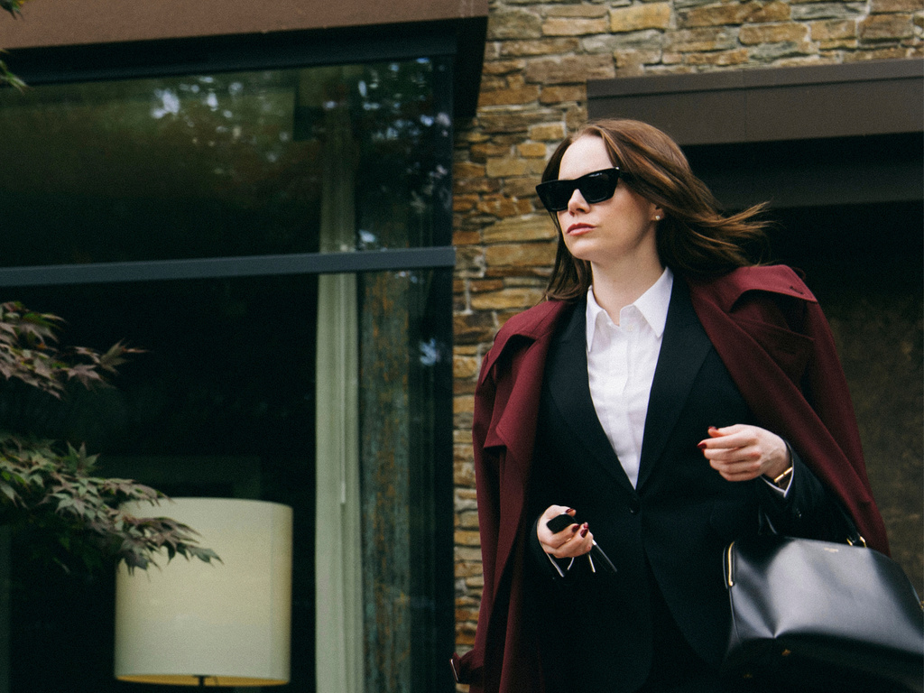 This image released by Focus Features shows Emma Stone in a scene from "Bugonia." (Focus Features via AP)