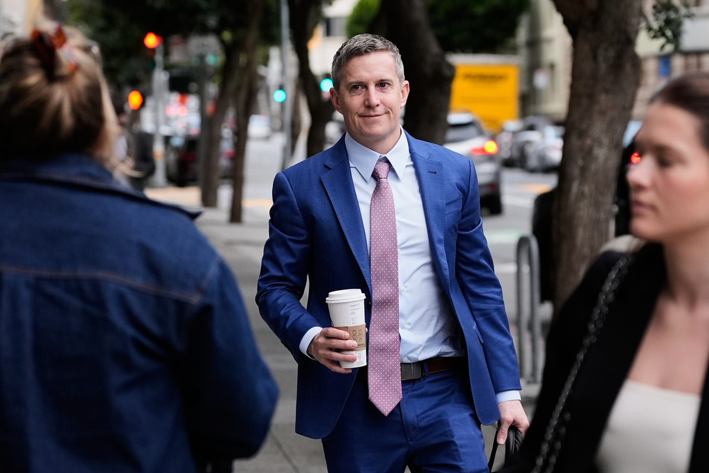 Attorney Stephen Broome, who represents Elon Musk, arrives for a Twitter shareholder trial at U.S. District Court for the Northern District of California, Wednesday, March 4, 2026, in San Francisco. (AP Photo/Godofredo A. Vásquez)