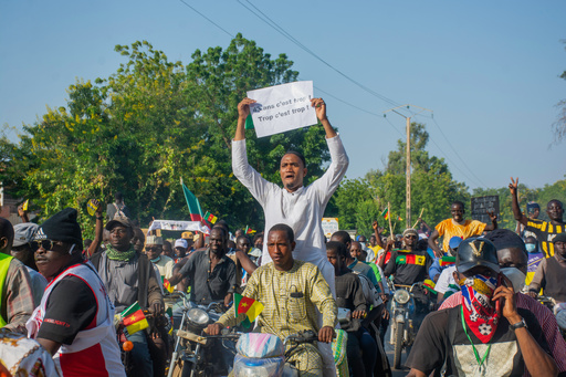 Supporters of opposition presidential candidate Issa Tchiroma, protest on the streets of Garoua, Cameroon, Sunday, Oct. 26, 2025. (AP Photo/Welba Yamo Pascal) Supporters of opposition presidential candidate Issa Tchiroma, protest on the streets of Garoua, Cameroon, Sunday, Oct. 26, 2025. (AP Photo/Welba Yamo Pascal)