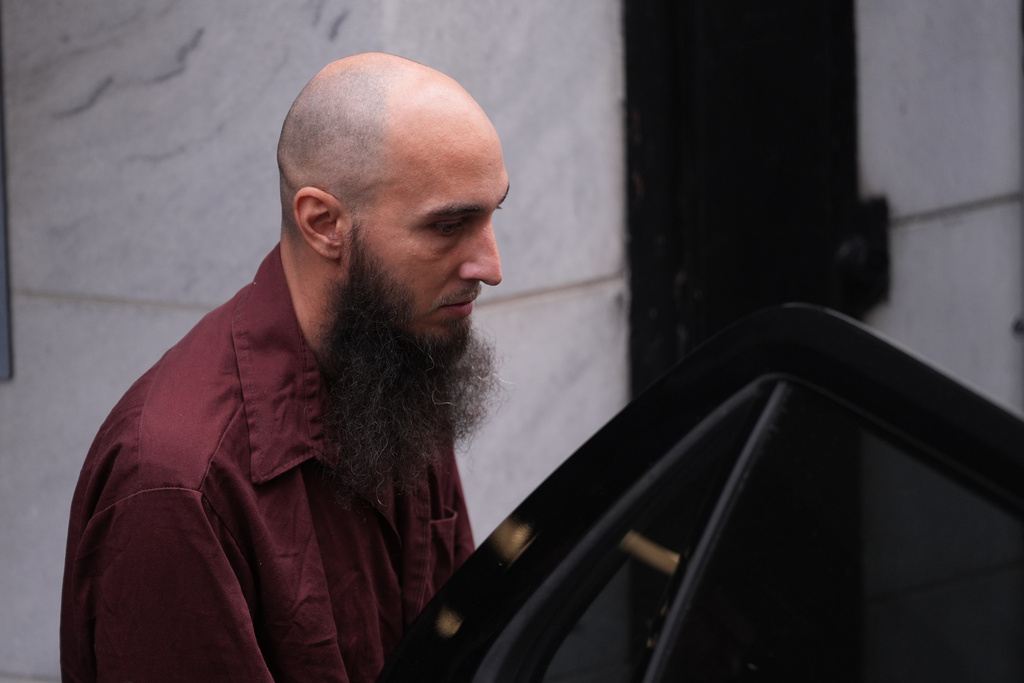Cody Balmer, accused of setting a fire at Pennsylvania Gov. Josh Shapiro's official residence, leaves Dauphin County Courthouse on Tuesday, Oct. 14, 2025 in Harrisburg, Pa. (AP Photo/Matt Slocum)