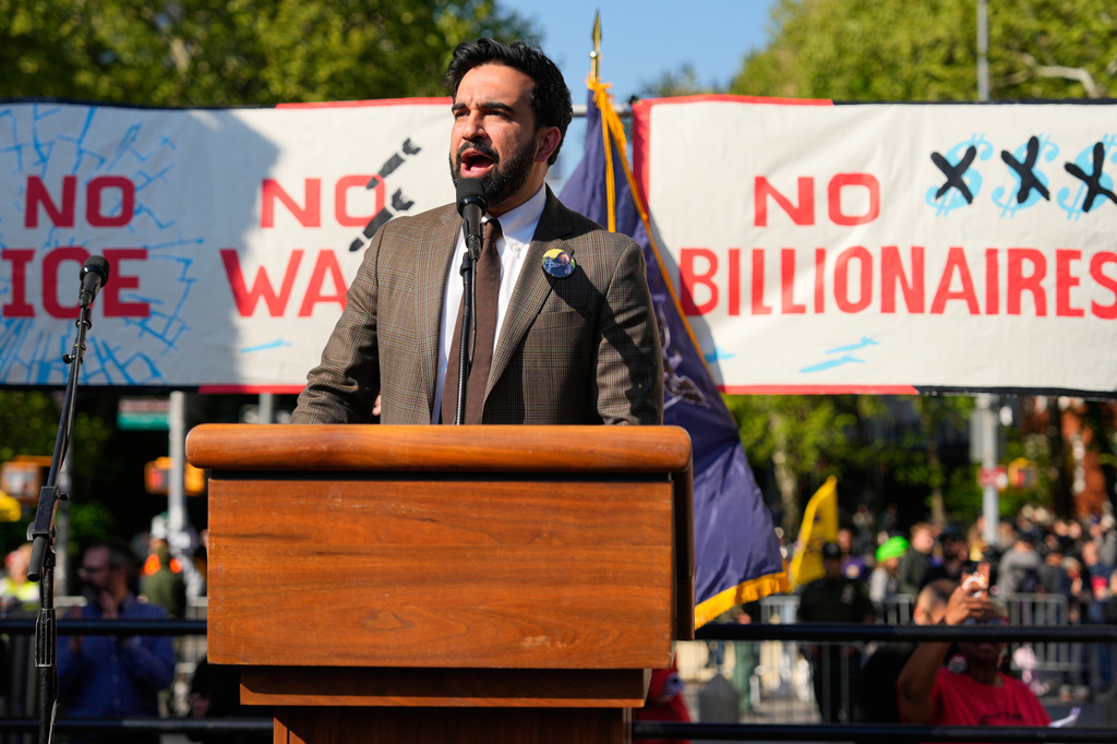 FILE - Mayor Zohran Mamdani speaks during a May Day rally at Washington Square Park in New York, May 1, 2026. (AP Photo/Yuki Iwamura, File)