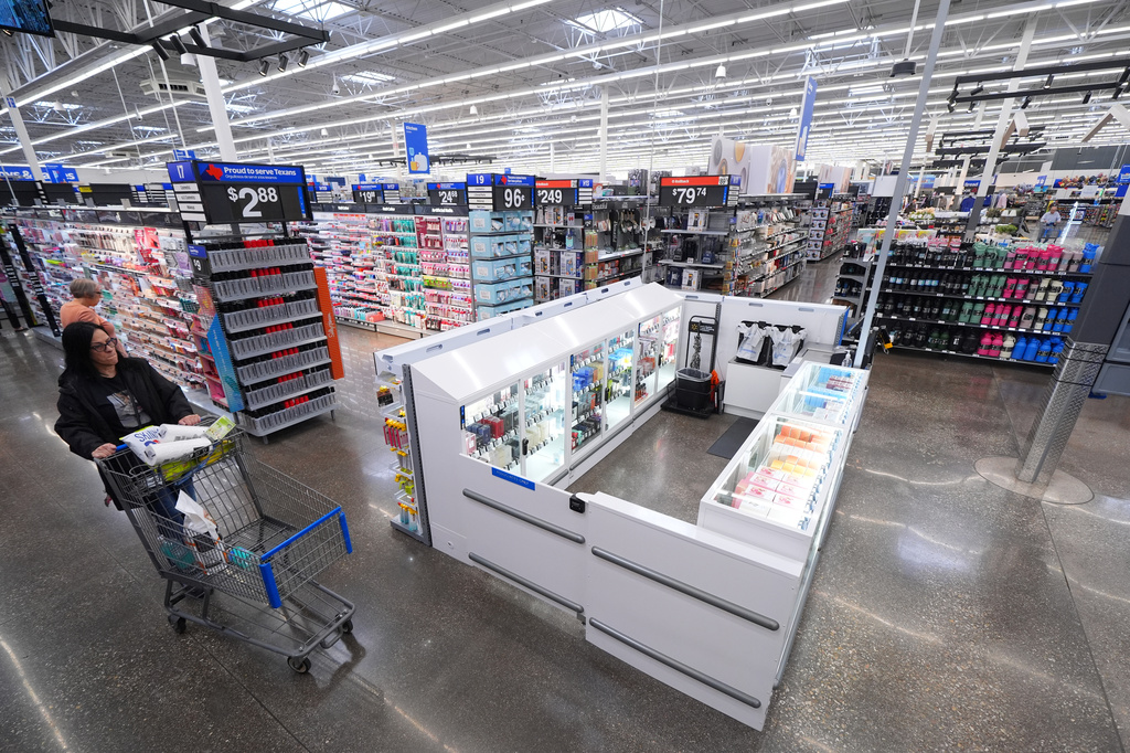 Walmart's beauty counter stands Wednesday, April 29, 2026, in Grapevine, Texas. (AP Photo/Julio Cortez)