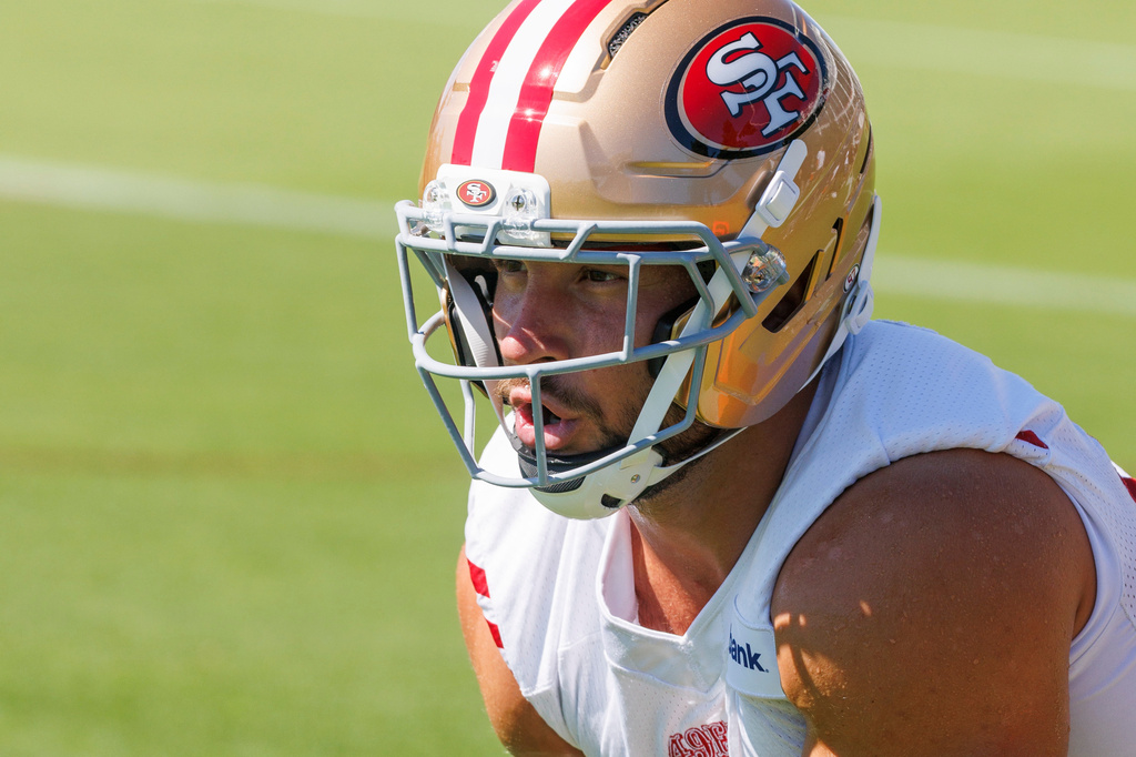 San Francisco 49ers defensive end Nick Bosa (97) during training at the Levi's Stadium practice field in Santa Clara, Calif., Sunday, July 26, 2026./San Francisco Chronicle via AP)
