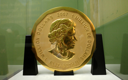 FILE - The Dec. 8, 2010 photo shows the 'Big Maple Leaf' coin in the Bode Museum in Berlin. (Marcel Mettelsiefen/dpa via AP, file) FILE - The Dec. 8, 2010 photo shows the 'Big Maple Leaf' coin in the Bode Museum in Berlin. (Marcel Mettelsiefen/dpa via AP, file)