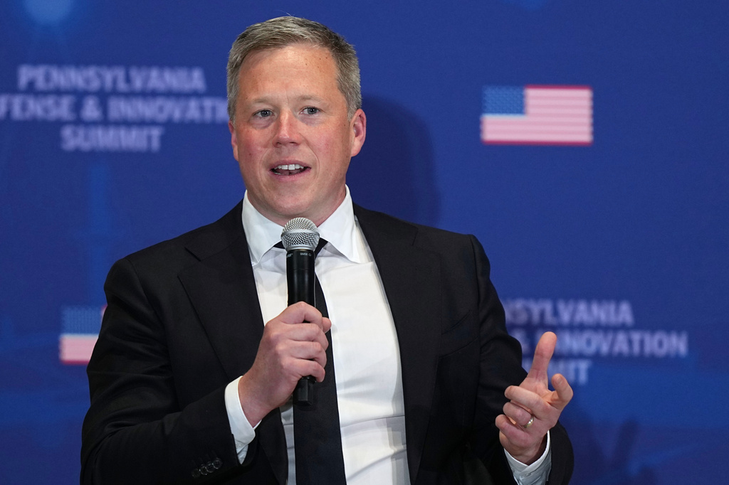 FILE - Army Secretary Dan Driscoll speaks at the United States Army War College in Carlisle, Pa., during the Pennsylvania Defense and Innovation Summit, July 15, 2026. (AP Photo/Matt Rourke, File)