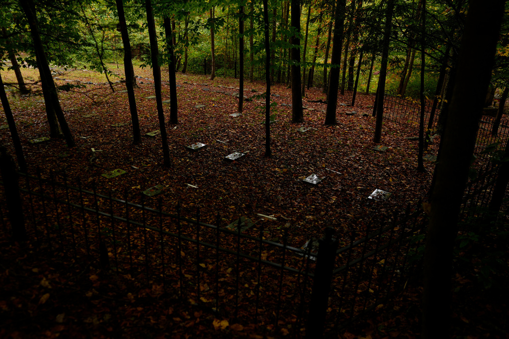 Crosses and grave markers are seen at the Hawks Nest Workers Memorial and Grave Site, Sept. 24, 2025, in Mount Lookout, W.Va. Silica created one of the worst occupational disasters in U.S. history when more than 750 miners — most of them Black — died from breathing the toxic dust while drilling the Hawks Nest tunnel in the early 1930s to divert water to power a metal plant. (AP Photo/Carolyn Kaster)