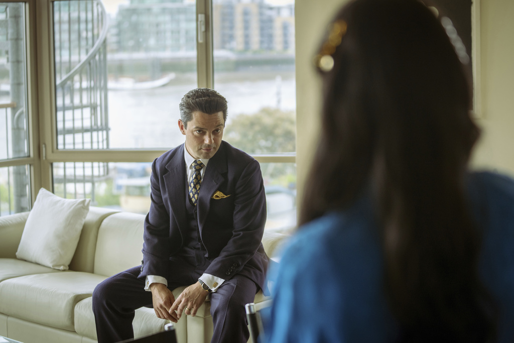 This image released by PBS Masterpiece shows Dominic Cooper in a scene from "The Gold." (Sally Mais/All3Media and Masterpiece via AP)
