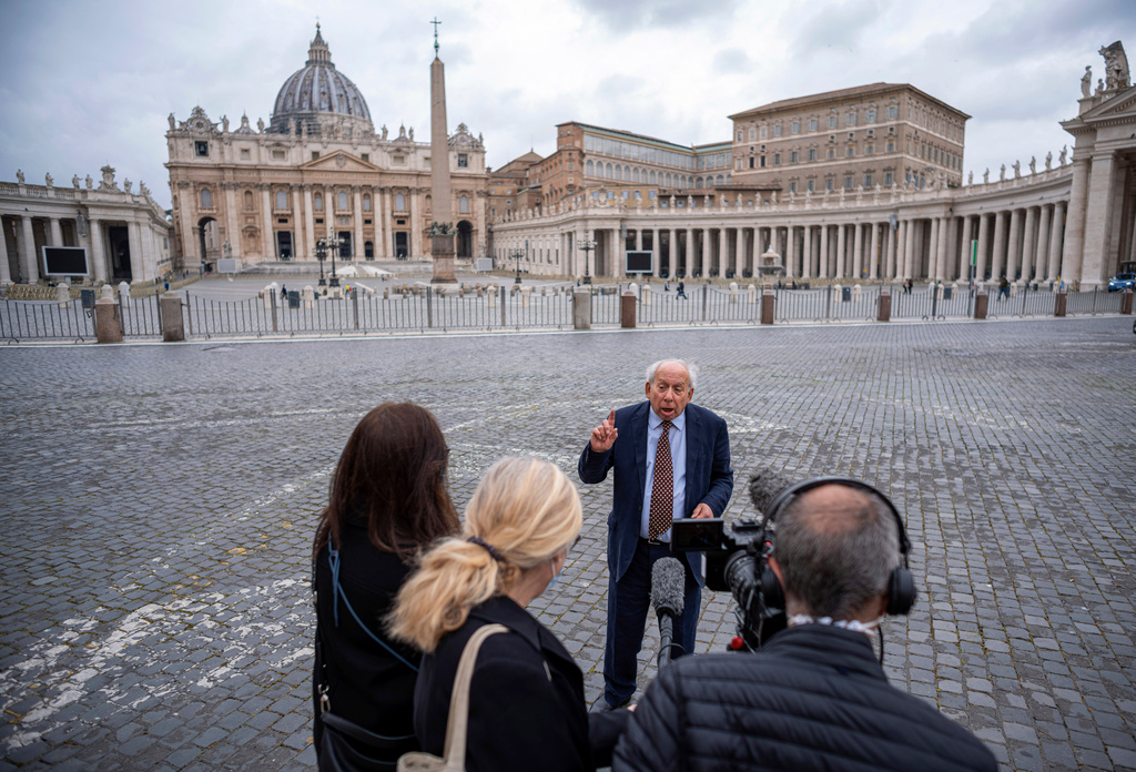 FILE - Former Associated Press Rome Bureau Chief Victor Simpson speaks during an interview with The Associated Press at the Vatican on April 29, 2021. (AP Photo/Domenico Stinellis, File)