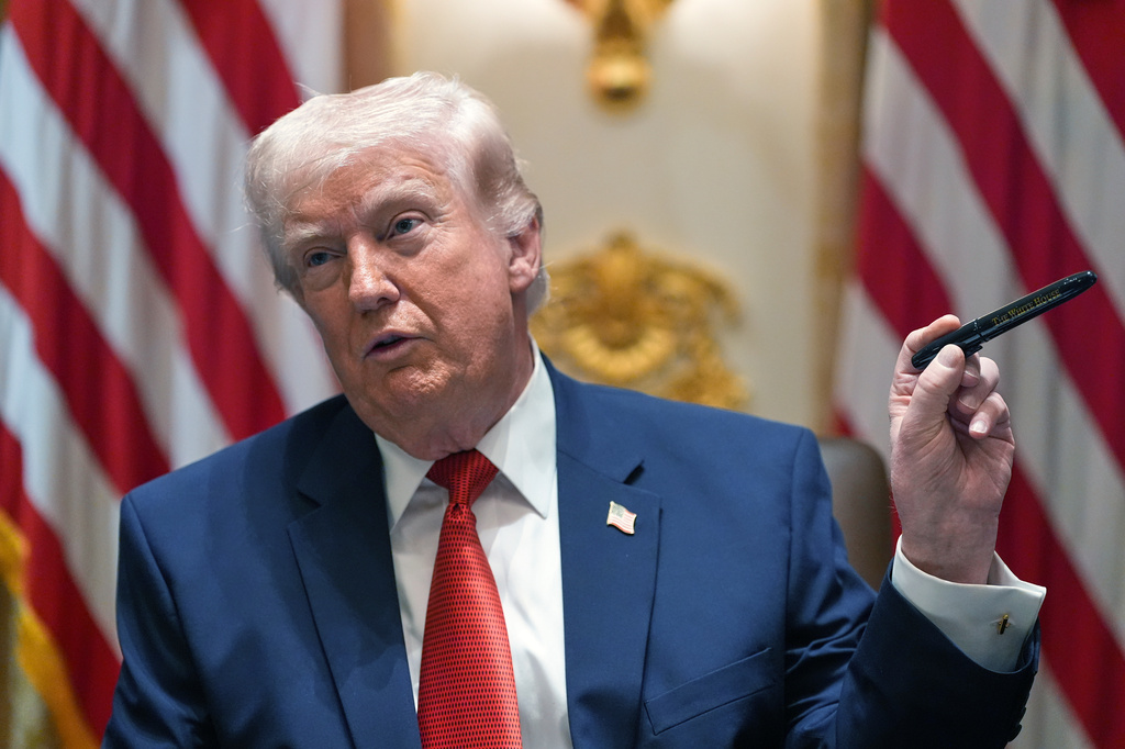 President Donald Trump speaks during a Cabinet meeting at the White House, Thursday, March 26, 2026, in Washington. (AP Photo/Alex Brandon)