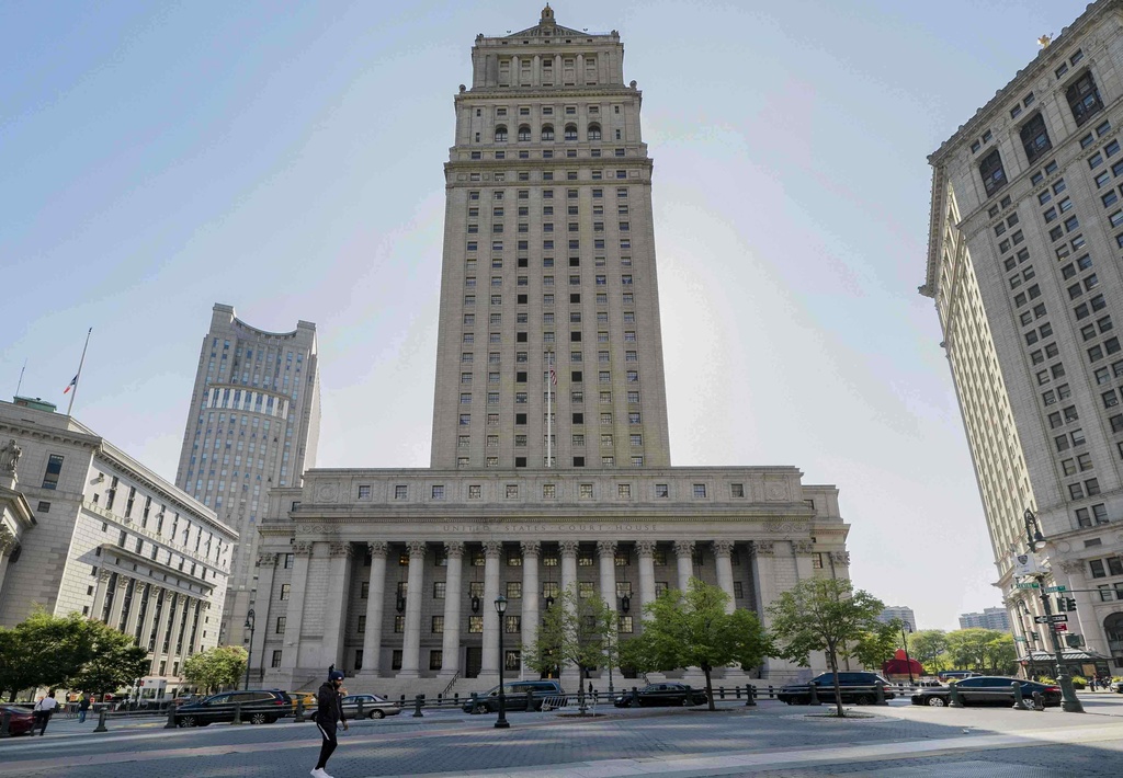 FILE - A view of the Thurgood Marshall U.S. Courthouse in Manhattan, N.Y., where the Second Circuit Court of Appeals is seated, on Oct. 7, 2020. (AP Photo/Mark Lennihan, File)