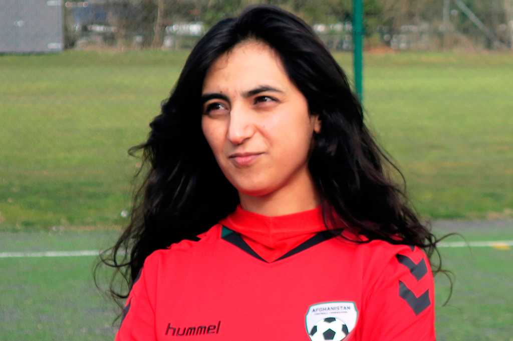 FILE - This Tuesday, March 8, 2016 file photo shows Khalida Popal, the former Afghanistan national women's team captain, in Copenhage, Denmark. (AP Photos/Jan M. Olsen, File)