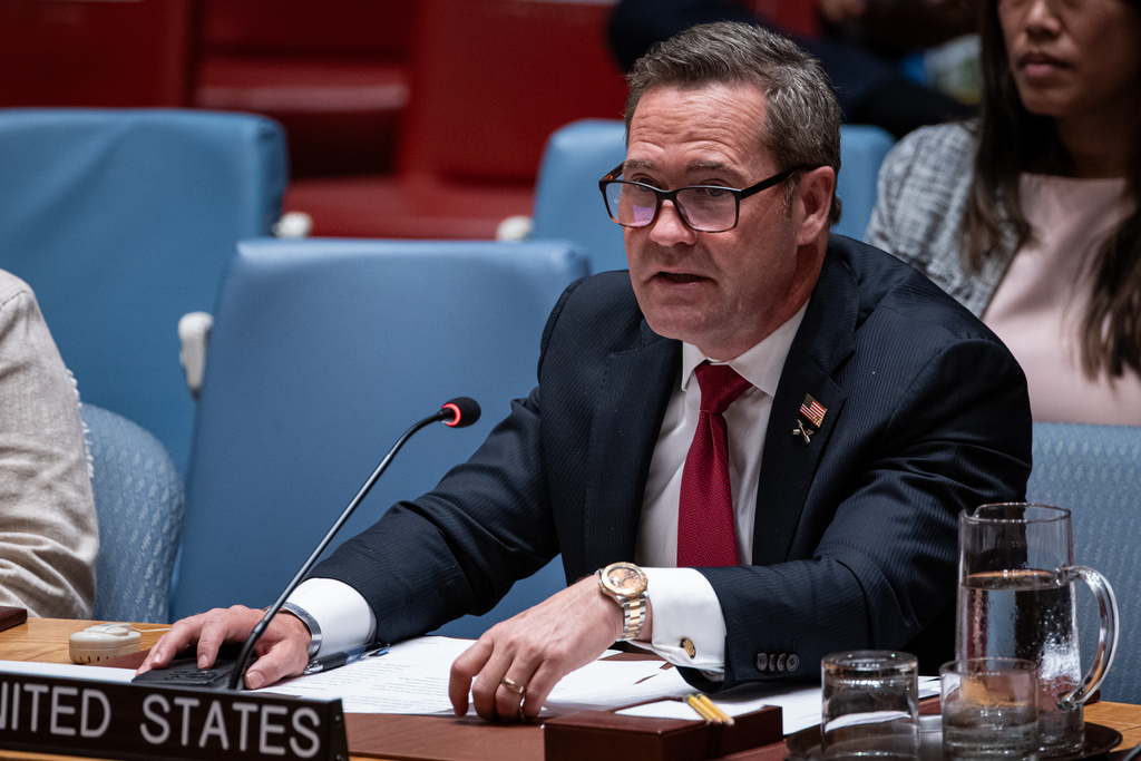 U.S. Ambassador to the U.N. Mike Waltz addresses the High-Level Security Council on Palestinians and Israel during the 80th session of the United Nations General Assembly, Sept. 23, 2025. (AP Photo/Angelina Katsanis, File)