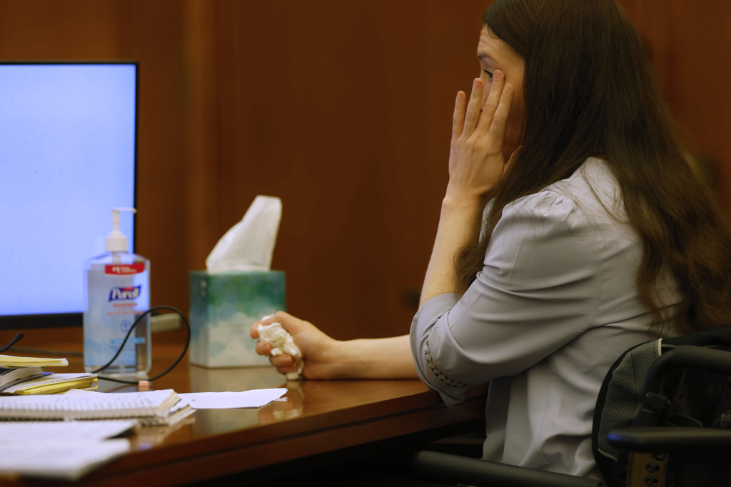 Defendant Lindsay Clancy listens during her murder trial at Plymouth Superior Court in Plymouth, Mass., on Thursday, July 30, 2026. (CJ Gunther/The Boston Herald via AP, Pool)