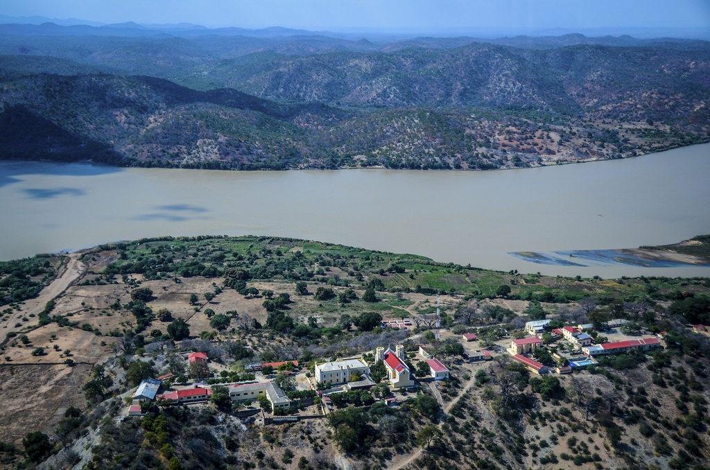 Aerial view of Zambezi River, in Tete, Mozambique, Saturday, July 19, 2025. (AP Photo/Carlos Uqueio)