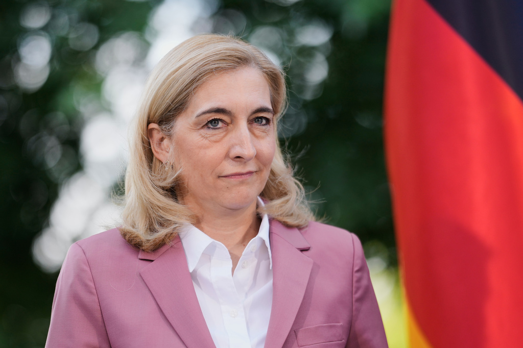German Health Minister and designated Chief of Staff at the Chancellery Nina Warken attends a statement about planned personnel changes in the German government at the chancellery in Berlin, Germany, Friday, July 24, 2026. (AP Photo/Markus Schreiber)