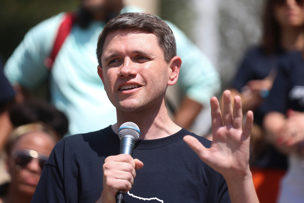 FILE - Texas Rep. James Talarico speaks at a rally, Saturday, Aug. 16, 2025, at Wrigley Square in Millennium Park in Chicago. (AP Photo/Talia Sprague, file)