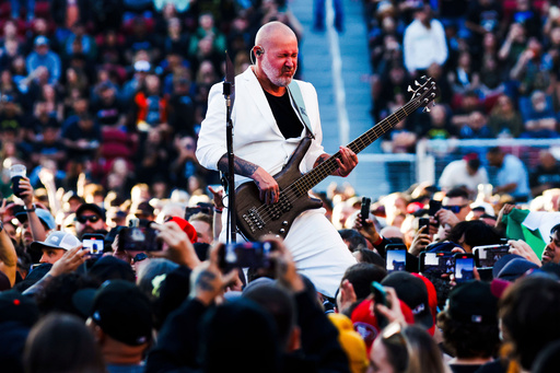 FILE - Bassist Sam Rivers of Limp Bizkit performs a show at Levi's Stadium in Santa Clara, Calif. on June 20, 2025. (Yalonda M. James/San Francisco Chronicle via AP, File) FILE - Bassist Sam Rivers of Limp Bizkit performs a show at Levi's Stadium in Santa Clara, Calif. on June 20, 2025. (Yalonda M. James/San Francisco Chronicle via AP, File)