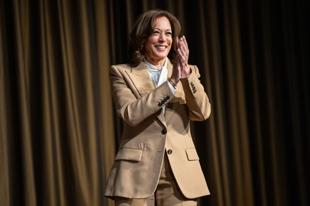 FILE - Kamala Harris, former Vice President and 2024 presidential candidate, arrives during the National Action Network (NAN) Convention in New York, April 10, 2026. (AP Photo/Angelina Katsanis, File)