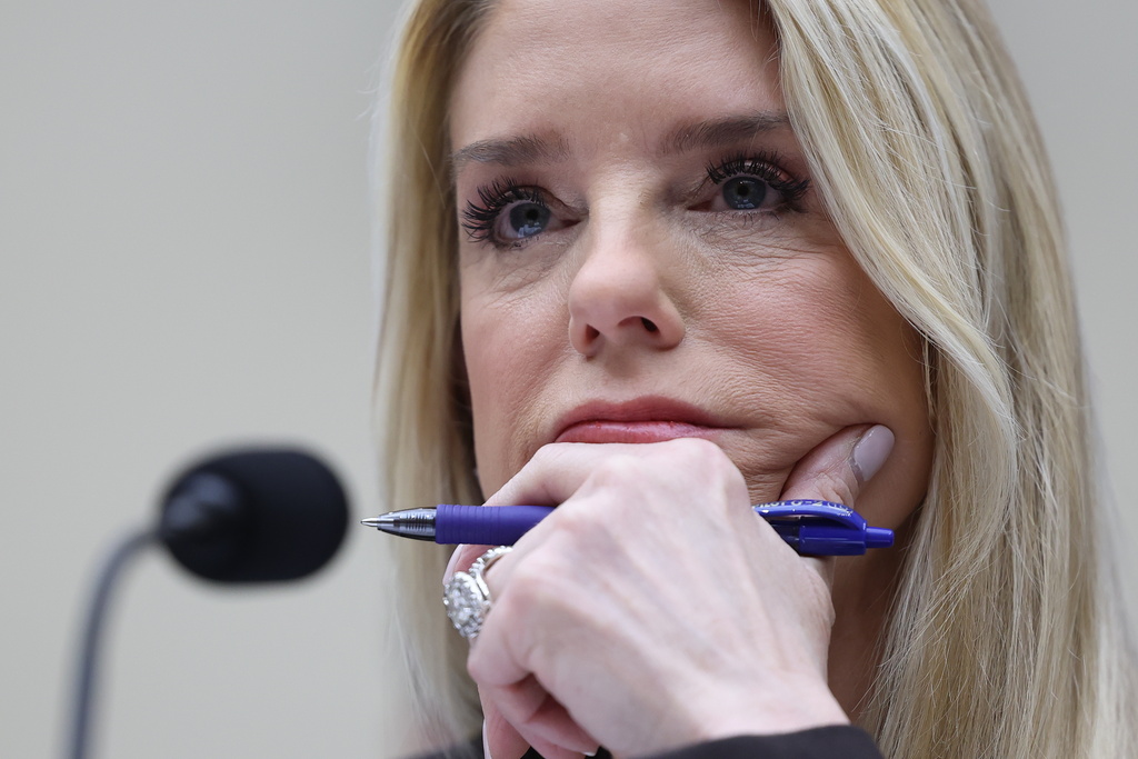 Attorney General Pam Bondi listens as she testifies before a House Judiciary Committee oversight hearing on Capitol Hill in Washington, Wednesday, Feb. 11, 2026, in Washington. (AP Photo/Tom Brenner)