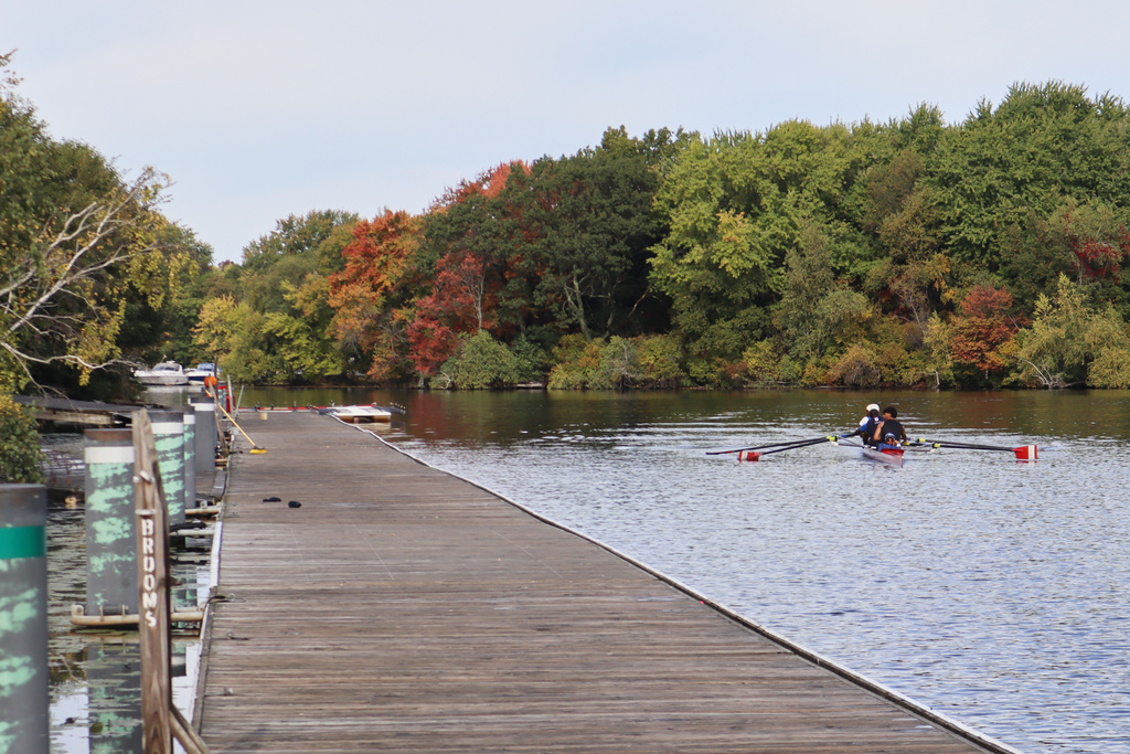 South African rowers practice on the Charles River in preparation for the Head of the Charles Regatta, Wednesday, Oct. 15, 2025, in Boston. (AP Photo/Leah Willingham)