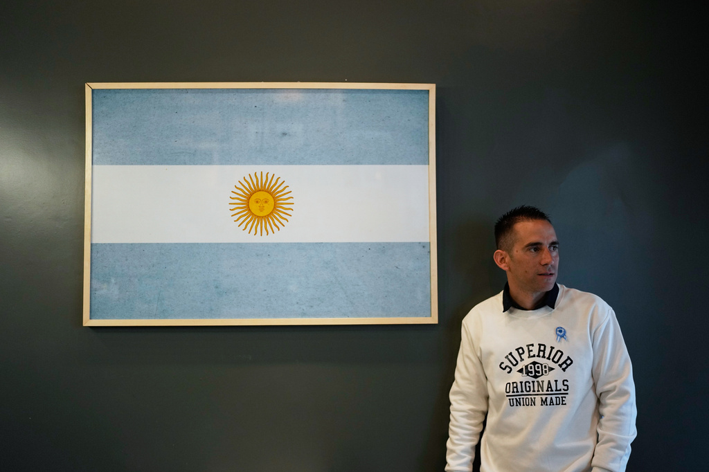 Argentine gendarmerie officer Nahuel Gallo, who was released after 15 months in detention in Venezuela, poses for a photo in Buenos Aires, Argentina, Friday, May 22, 2026. (AP Photo/Natacha Pisarenko)