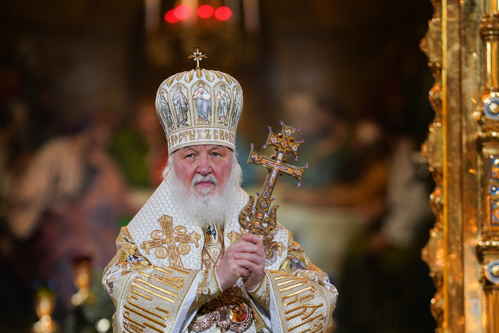 In this photo released by Russian Orthodox Church Press Service, Russian Orthodox Patriarch Kirill delivers the Orthodox Christmas service in the Christ the Saviour Cathedral in Moscow, on Wednesday, Jan. 7, 2026. (Igor Palkin/Russian Orthodox Church Press Service via AP)