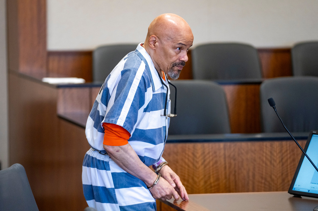 Former death row inmate Douglas Stewart Carter appears in 4th District Court in Provo, Utah, for a bond hearing on Monday, Sept. 28, 2026. (Rick Egan/The Salt Lake Tribune via AP, Pool)