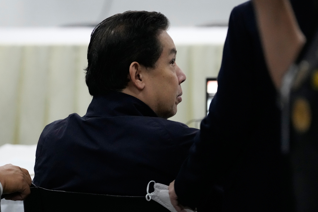 Philippines former House Speaker Martin Romualdez, a cousin of President Ferdinand Marcos Jr., waits for the start of his arraignment via video conference at the Quezon City Jail in Quezon, Philippines, Wednesday, Sept. 16, 2026. (AP Photo/Aaron Favila, Pool)