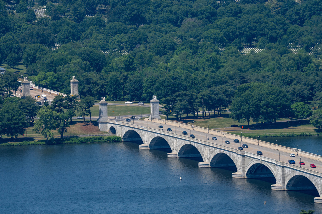 The Arlington Memorial Bridge, over the Potomac River, leads to the Memorial Circle, where President Donald Trump has proposed building an arch to commemorate the United States' 250th anniversary is seen, Tuesday, May 19, 2026, in Washington. (AP Photo/Alex Brandon)