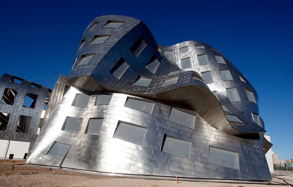 FILE - A view of the Cleveland Clinic Lou Ruvo Center for Brain Health designed by architect Frank Gehry, in Las Vegas, March 17, 2010. (AP Photo/Isaac Brekken, File)