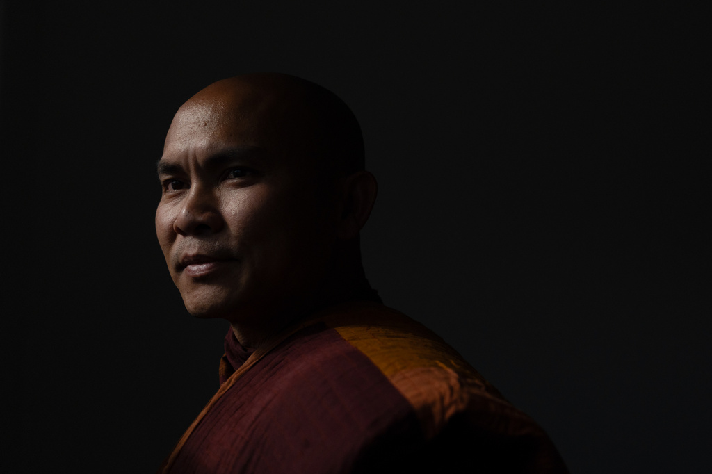 Bhikkhu Pannakara, a Buddhist monk who led a Walk for Peace from Fort Worth, Texas, to Washington, D.C., poses for a portrait in the North Hollywood section of Los Angeles, Monday, July 13, 2026. (AP Photo/Jae C. Hong)