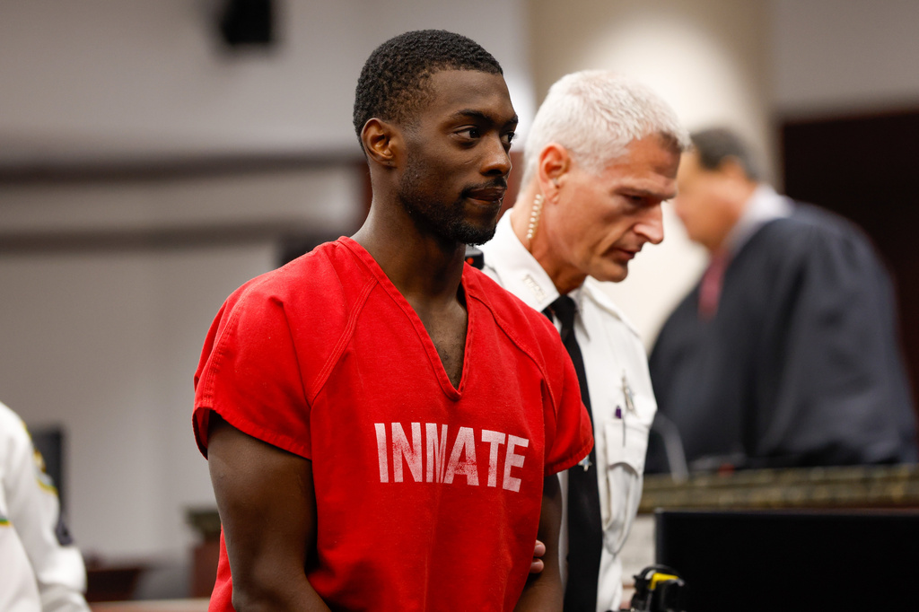 Terrion Arnold, a Detroit Lions cornerback, leaves during the conclusion of his pretrial detention hearing at the Hillsborough County Courthouse on Monday, June 29, 2026, in Tampa, Fla. (Jefferee Woo/Tampa Bay Times via AP)