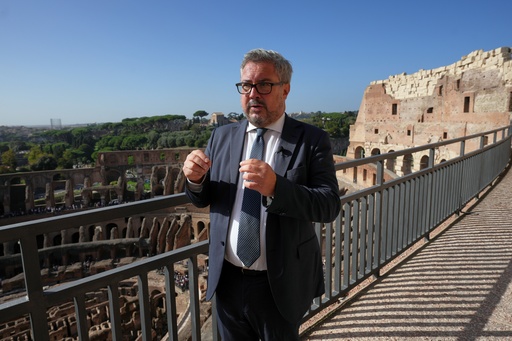 Simone Quilici, newly appointed director of the Colosseum archaeological park, talks during an interview with the Associated Press, in Rome, Friday, Oct. 24, 2025. (AP Photo/Andrew Medichini) Simone Quilici, newly appointed director of the Colosseum archaeological park, talks during an interview with the Associated Press, in Rome, Friday, Oct. 24, 2025. (AP Photo/Andrew Medichini)