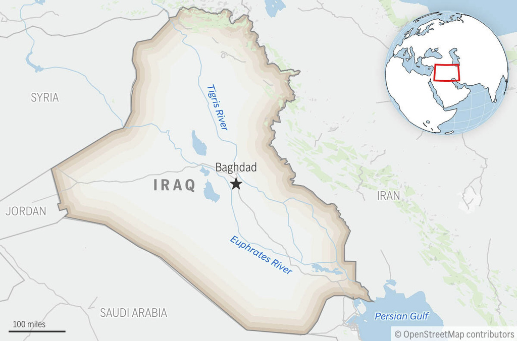 This is a locator map for Iraq with its capital, Baghdad. (AP Photo)
