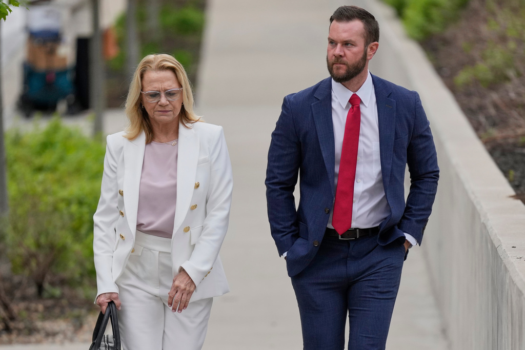 FILE - Cade Cothren, the former chief of staff to former Tennessee House Speaker Glen Casada, right, arrives at the federal courthouse with his attorney Cynthia Sherwood, right, April 22, 2025, in Nashville, Tenn. (AP Photo/George Walker IV, File)