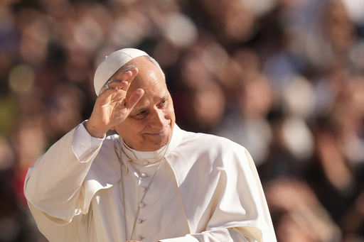 Pope Leo XIV arrives in St. Peter's Square for his weekly general audience, at the Vatican, Wednesday, Oct. 8, 2025. (AP Photo/Andrew Medichini) Pope Leo XIV arrives in St. Peter's Square for his weekly general audience, at the Vatican, Wednesday, Oct. 8, 2025. (AP Photo/Andrew Medichini)