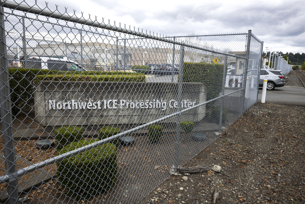FILE - A vehicle pulls into the Northwest ICE Processing Center in Tacoma, Wash., on June 26, 2025. (Ellen M. Banner/The Seattle Times via AP, File)
