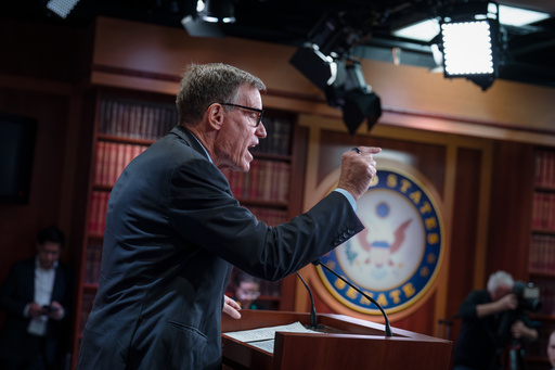 Sen. Mark Warner, D-Va., the top Democrat on the Senate Intelligence Committee, speaks about the Trump administration following reports that only Republican lawmakers received security briefings on the Trump-ordered military strikes against boats in the Caribbean, during a news conference at the Capitol in Washington, Thursday, Oct. 30, 2025. (AP Photo/J. Scott Applewhite) Sen. Mark Warner, D-Va., the top Democrat on the Senate Intelligence Committee, speaks about the Trump administration following reports that only Republican lawmakers received security briefings on the Trump-ordered military strikes against boats in the Caribbean, during a news conference at the Capitol in Washington, Thursday, Oct. 30, 2025. (AP Photo/J. Scott Applewhite)