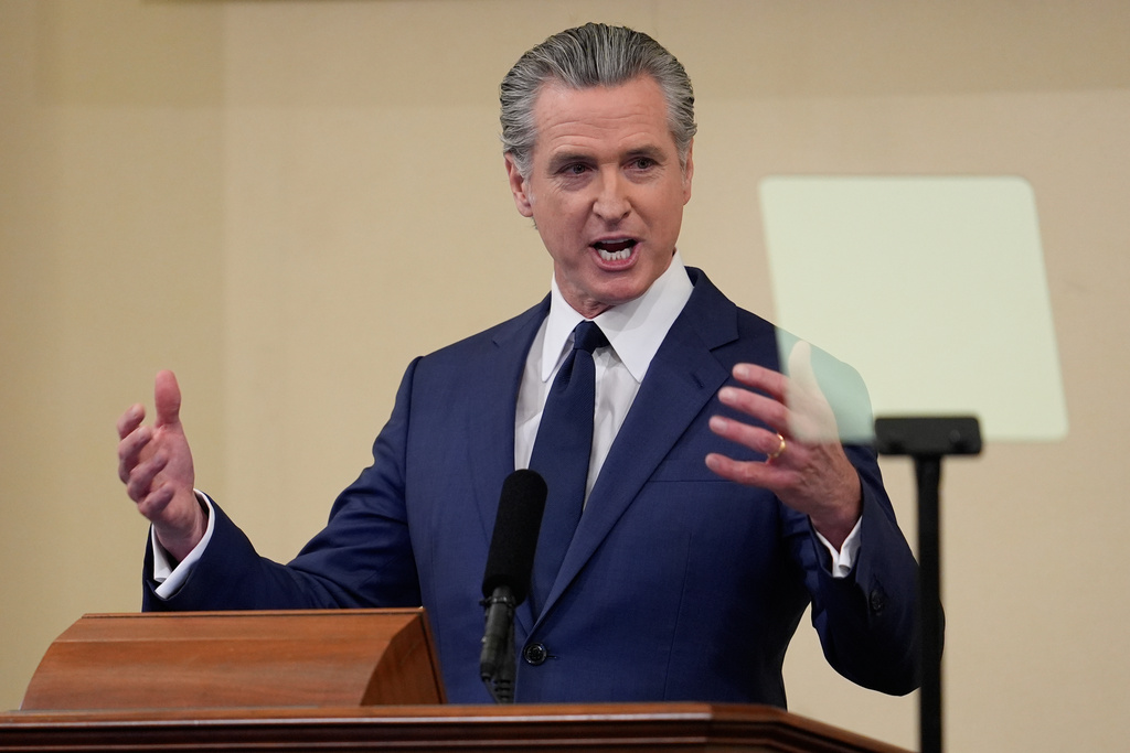 California Gov. Gavin Newsom speaks during his State of the State address Thursday, Jan. 8, 2026, in Sacramento, Calif. (AP Photo/Godofredo A. Vásquez)