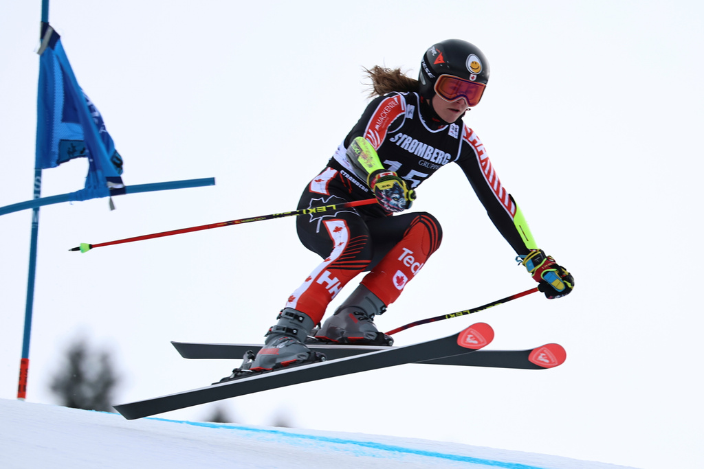 Canada's Valerie Grenier competes in an alpine ski, women's giant slalom race, at the Lillehammer World Cup Finals, in Hafjell, Norway, Wednesday, March 25, 2026. (AP Photo/Marco Trovati)