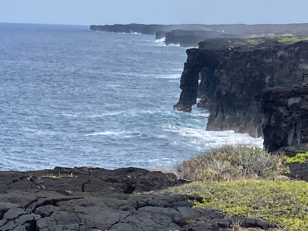 In this photo made with a smartphone, Holei Sea Arch is shown on July 12, 2021 in Hawaii Volcanoes National Park. (AP Photo/Caleb Jones)