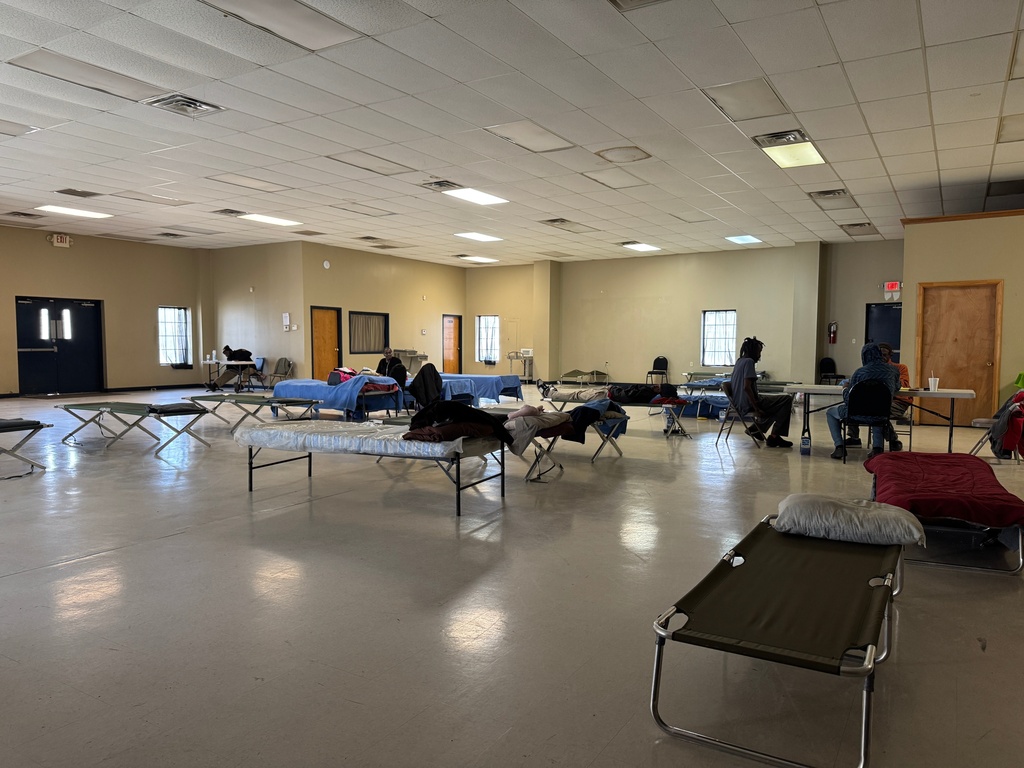 A smattering of people sit around the Humphreys County warming center in Belzoni, Miss., on Thursday, Jan. 29, 2026. (AP Photo/Sophie Bates)