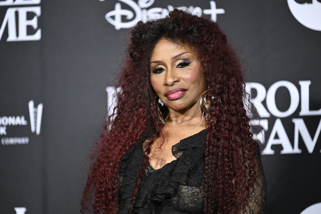 FILE - Chaka Khan poses in the press room during the Rock & Roll Hall of Fame Induction Ceremony on Friday, Nov. 3, 2023, at Barclays Center in New York. (Photo by Evan Agostini/Invision/AP, File)