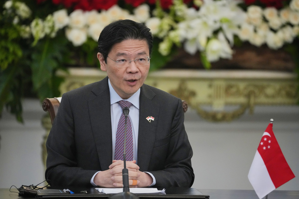 FILE - Singapore's Prime Minister Lawrence Wong speaks during a press conference in Jakarta, Indonesia, Monday, July 6, 2026. (AP Photo/Achmad Ibrahim, File)