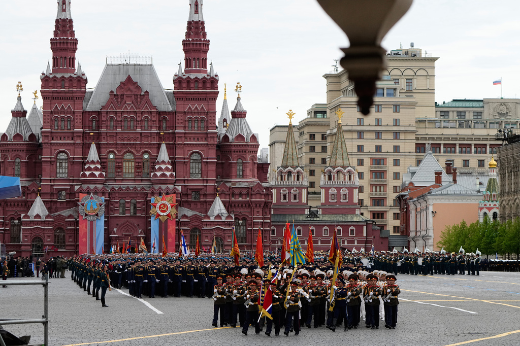 Russian servicemen attend the Victory Day military parade in Moscow, on Saturday, May 9, 2026, during celebrations of the 81st anniversary of the Soviet Union's victory over Nazi Germany during World War II. (AP Photo/Alexander Zemlianichenko, Pool)