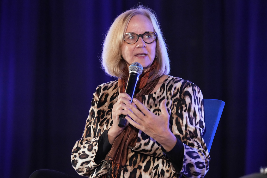 Former Miami-Dade County Commissioner and candidate for Miami mayor Eileen Higgins, speaks at a Miami Chamber of Commerce event Thursday, Dec. 4, 2026, in Miami. (AP Photo/Marta Lavandier)