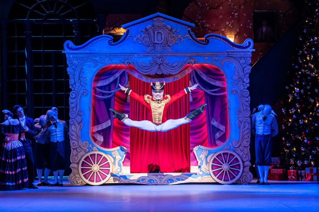 This image released by PBS shows Rhys Antoni Yeomans as a Nutcracker Doll in “Great Performances: Nutcracker from English National Ballet." (Johan Persson/PBS via AP)