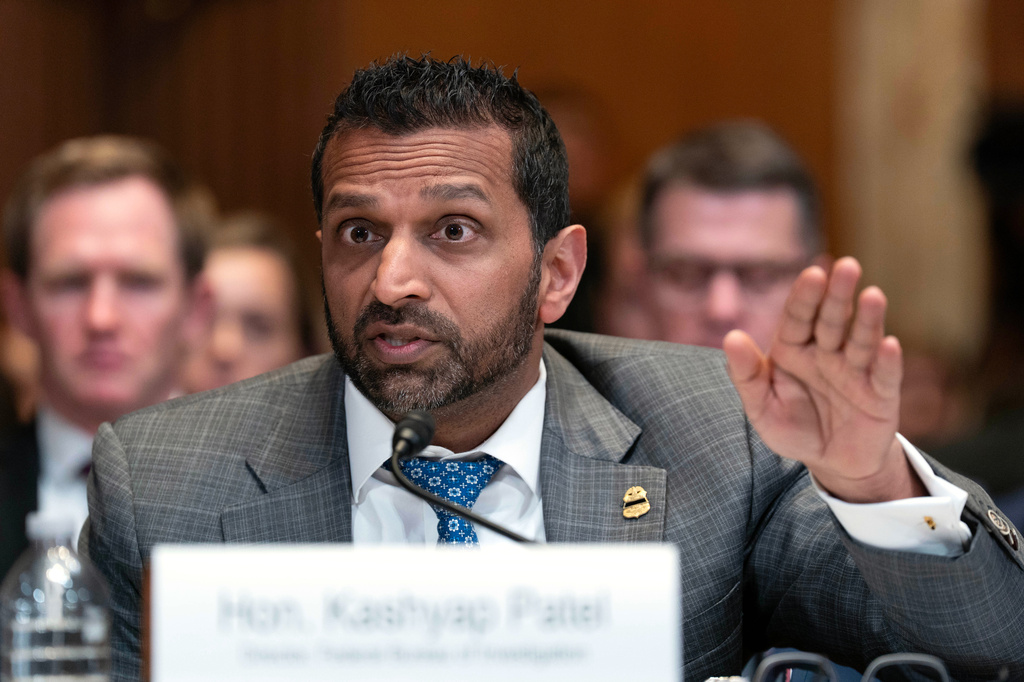 FBI director Kash Patel testifies before the Senate Subcommittee on Commerce, Justice, Science, and Related Agencies hearing on Fiscal Year 2027 Budget Request for the FBI, the Drug Enforcement Administration; the United States Marshals Service and the Bureau of Alcohol, Tobacco, Firearms and Explosives on Capitol Hill, Tuesday, May 12, 2026, in Washington. (AP Photo/Jose Luis Magana)