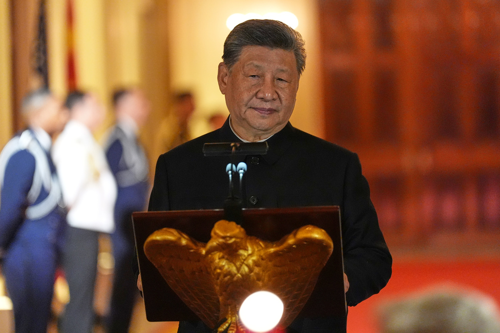 China's President Xi Jinping speaks during a State Dinner with President Donald Trump in the East Room of the White House, Thursday, Sept. 24, 2026, in Washington. (AP Photo/Alex Brandon)