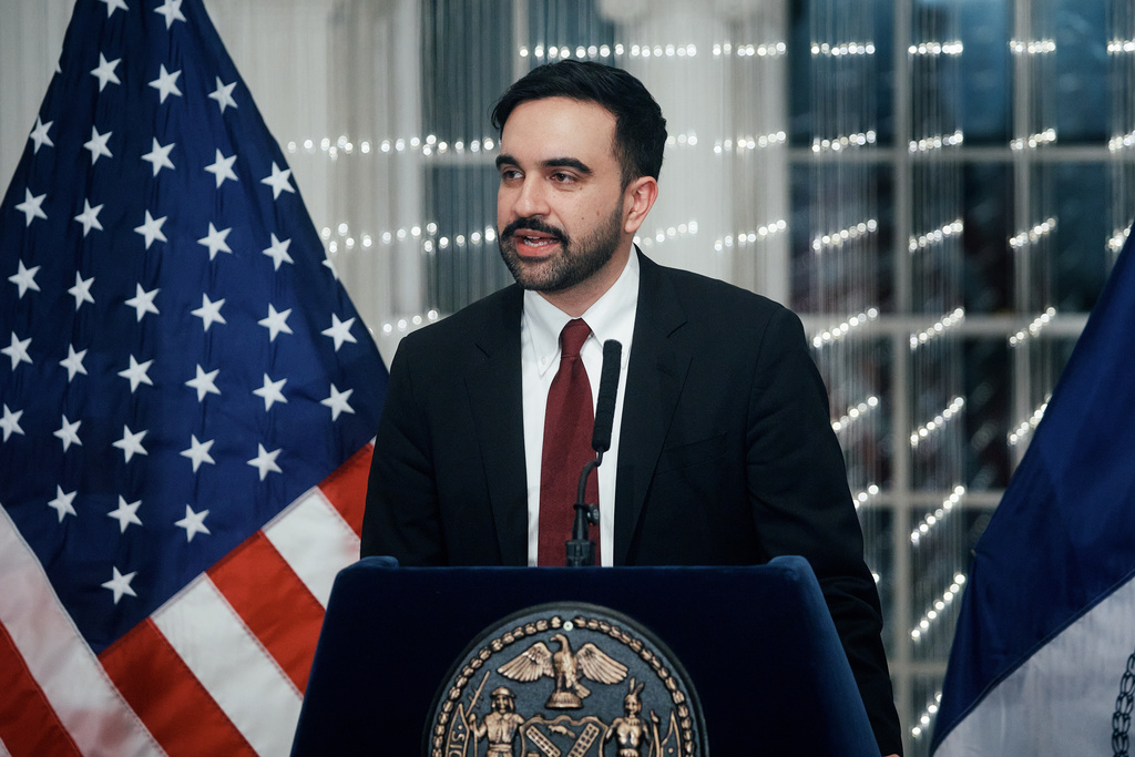 New York City Mayor Zohran Mamdani speaks to city workers during a Ramadan iftar meal at the Museum of the City of New York on Thursday, March 12, 2026, in New York. (AP Photo/Andres Kudacki)
